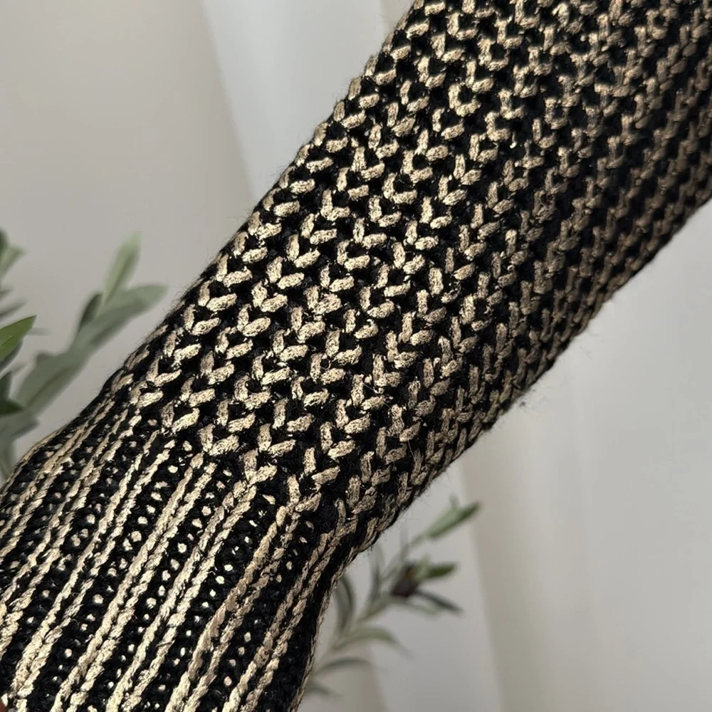 Chic Black and Gold V-Neck Sweater